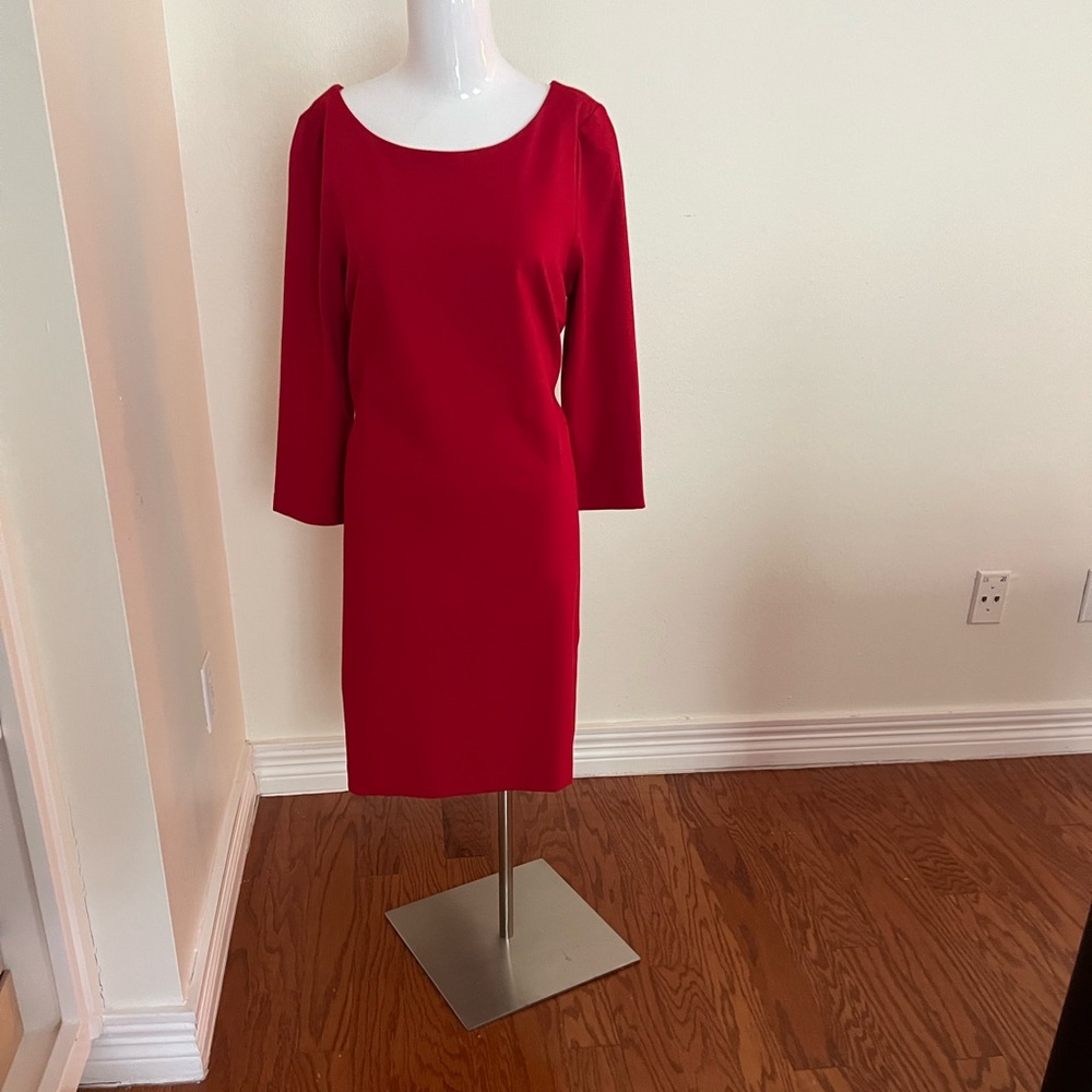 Banana Republic Red Long Sleeve Sheath Dress